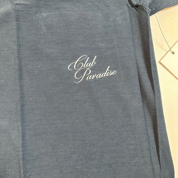 NWT Club Paradise Unisex Blue Resort Tee Raw Hems Classic Graphic Tee Shirt - XL - Picture 9 of 13